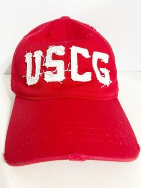 US Coast Guard Distressed Red Baseball Cap Official Licensed Rapid Dominance Hat